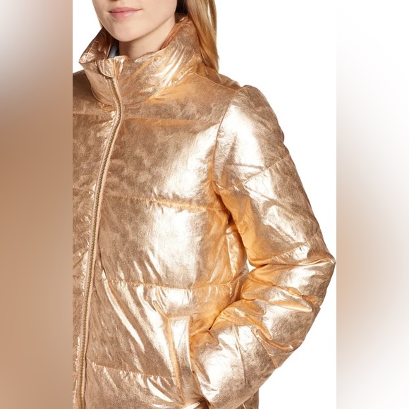 *Last Chance* J.Crew Metallic Puffer Jacket with PrimaLoft Rose Gold 🤍 - Picture 2 of 6